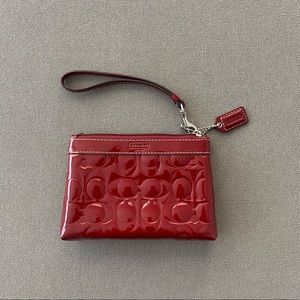 Coach Patent Leather Wristlet - Crimson Red